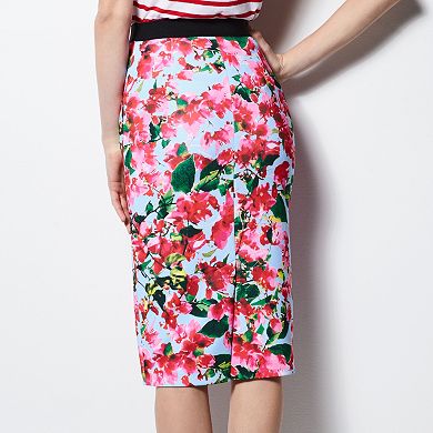 MILLY for DesigNation Floral Midi Scuba Skirt - Women's