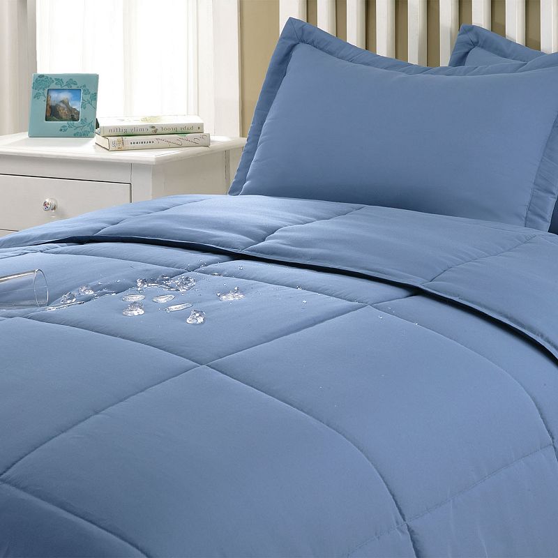 Lotus Home Solid Comforter Set, Blue, Full/Queen