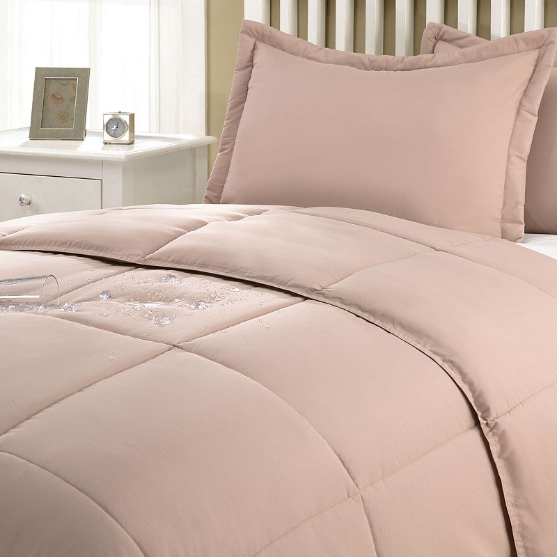 91519419 Lotus Home Solid Comforter Set, Beig/Green, King sku 91519419