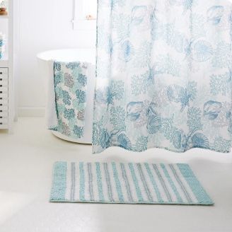 Shower curtains with online matching rugs and towels