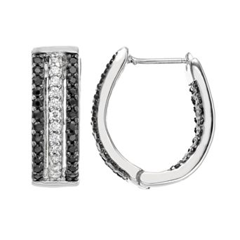 Sophie Miller Cubic Zirconia Sterling Silver U-Hoop Earrings