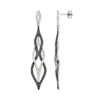 Sophie Miller Cubic Zirconia Sterling Silver Openwork Marquise Earrings