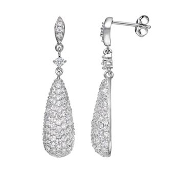 Sophie Miller Cubic Zirconia Sterling Silver Teardrop Earrings