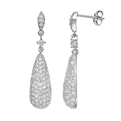 Sophie Miller Cubic Zirconia Sterling Silver Teardrop Earrings