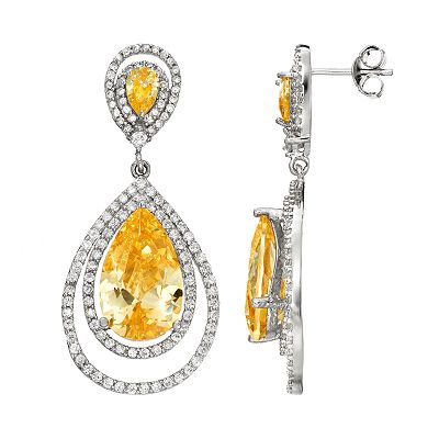 Sophie Miller Canary White Cubic Zirconia Sterling Silver Halo