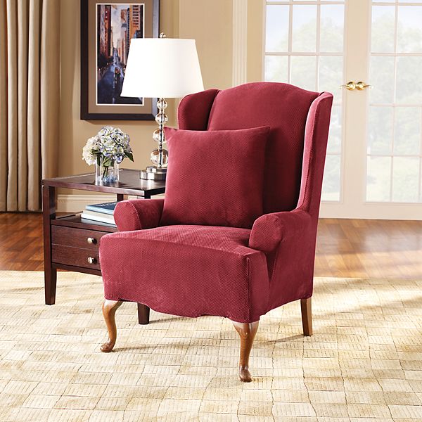 Sure Fit Stretch Pique Wing Chair Slipcover