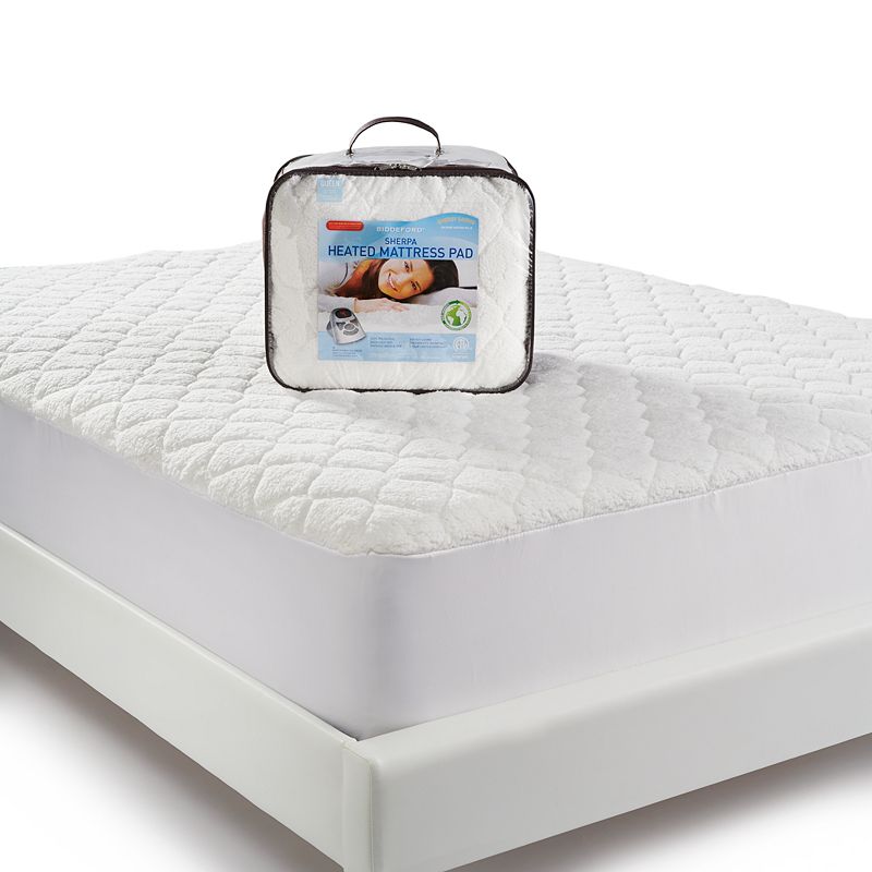 Biddeford Sherpa Quilted Heated Electric Mattress Pad, White, Queen