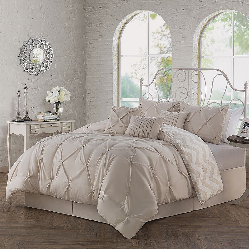 98680080 Avondale Manor Ella Pinch Pleat Comforter Set, Bei sku 98680080