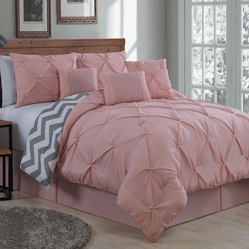 Avondale Manor Ella Pinch Pleat Comforter Set, Pink, Twin