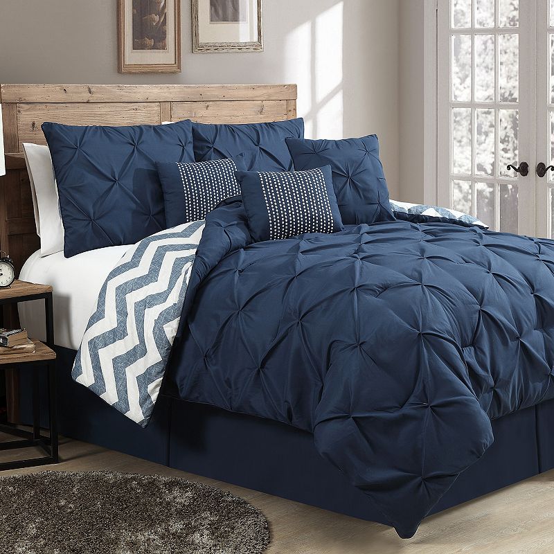 Avondale Manor Ella Pinch Pleat Comforter Set, Blue, Twin