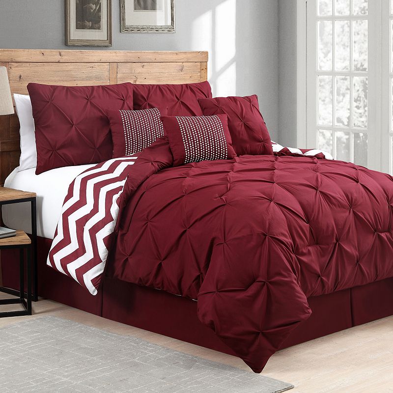 Avondale Manor Ella Pinch Pleat Comforter Set, Red, Twin