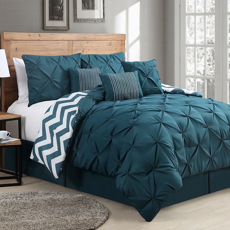 99138915 Avondale Manor Ella Pinch Pleat Comforter Set, Blu sku 99138915