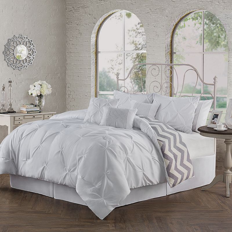 98680100 Avondale Manor Ella Pinch Pleat Comforter Set, Whi sku 98680100