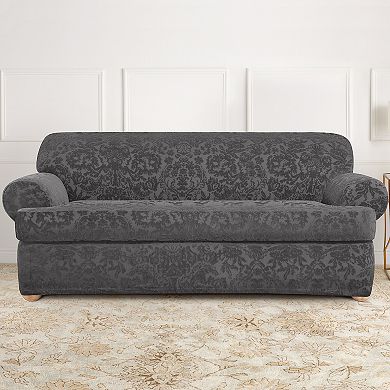Sure Fit Stretch Jacquard Damask 2-pc. T-Cushion Sofa Slipcover