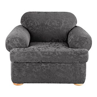 Sure Fit Stretch Jacquard Damask 2 pc T-Cushion Chair Slipcover
