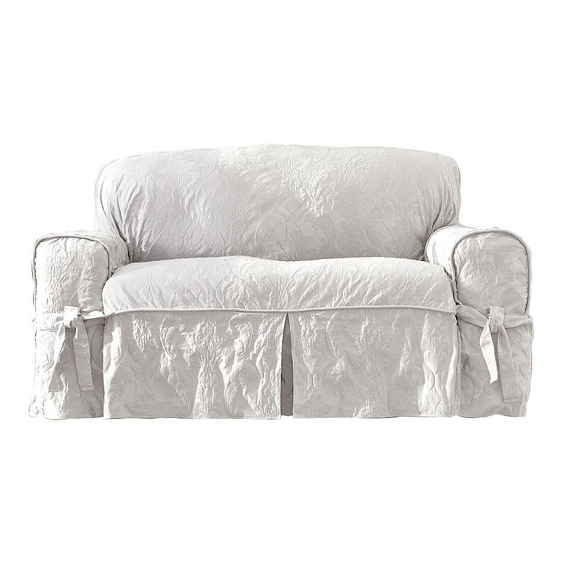 Damask Box Cushion Sofa Slipcover