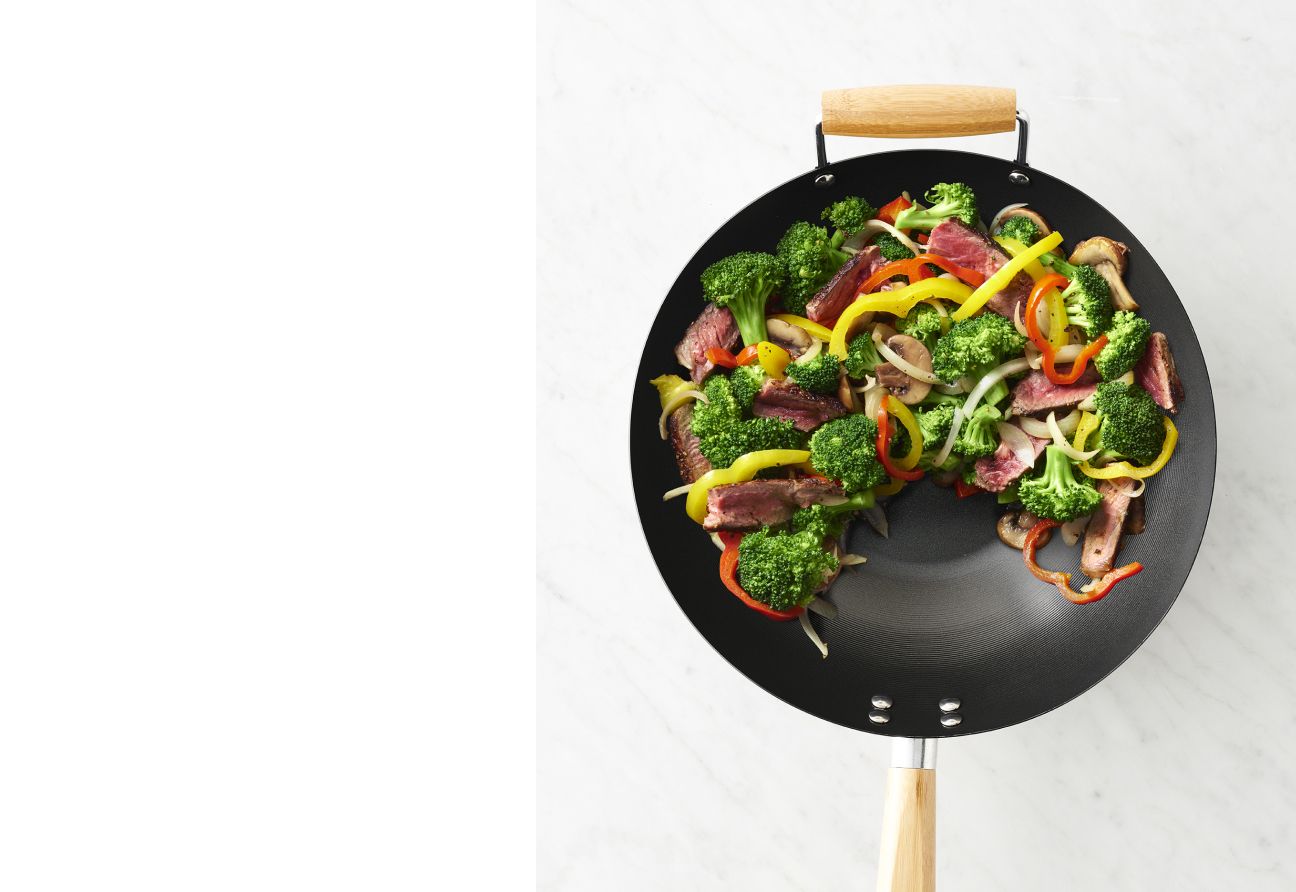 Wok pan with various vegetables