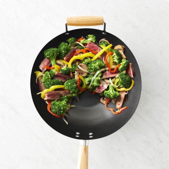 Wok pan with various vegetables