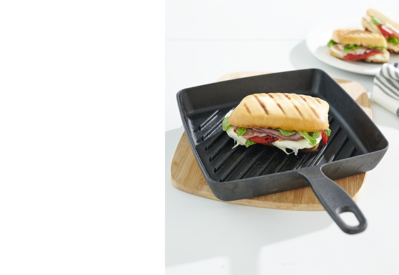 Griddle with a sandwich