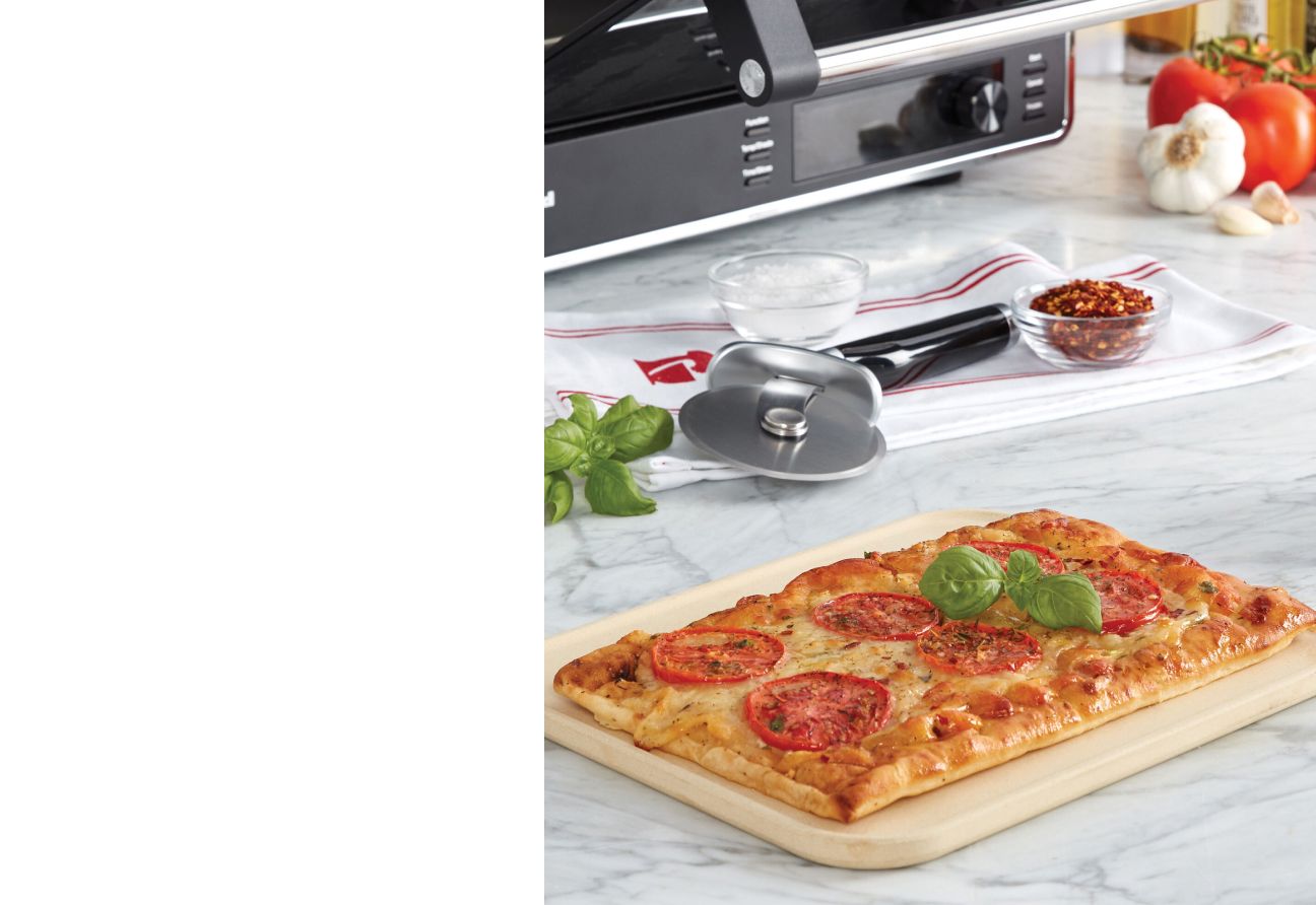 Pizza Stone with a pizza on it