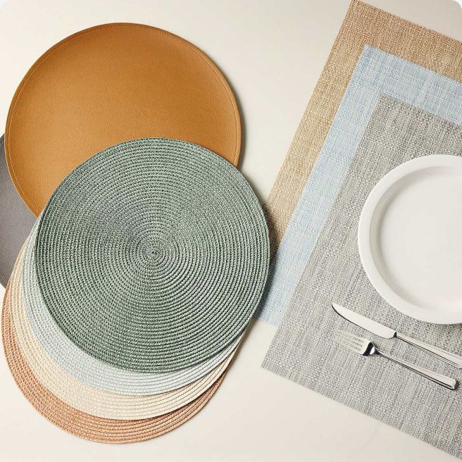 Various colored placemats