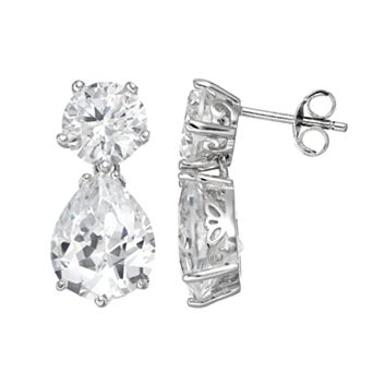 Sophie Miller Cubic Zirconia Sterling Silver Drop Earrings