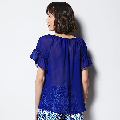 MILLY for DesigNation Shirred Peasant Top - Women's