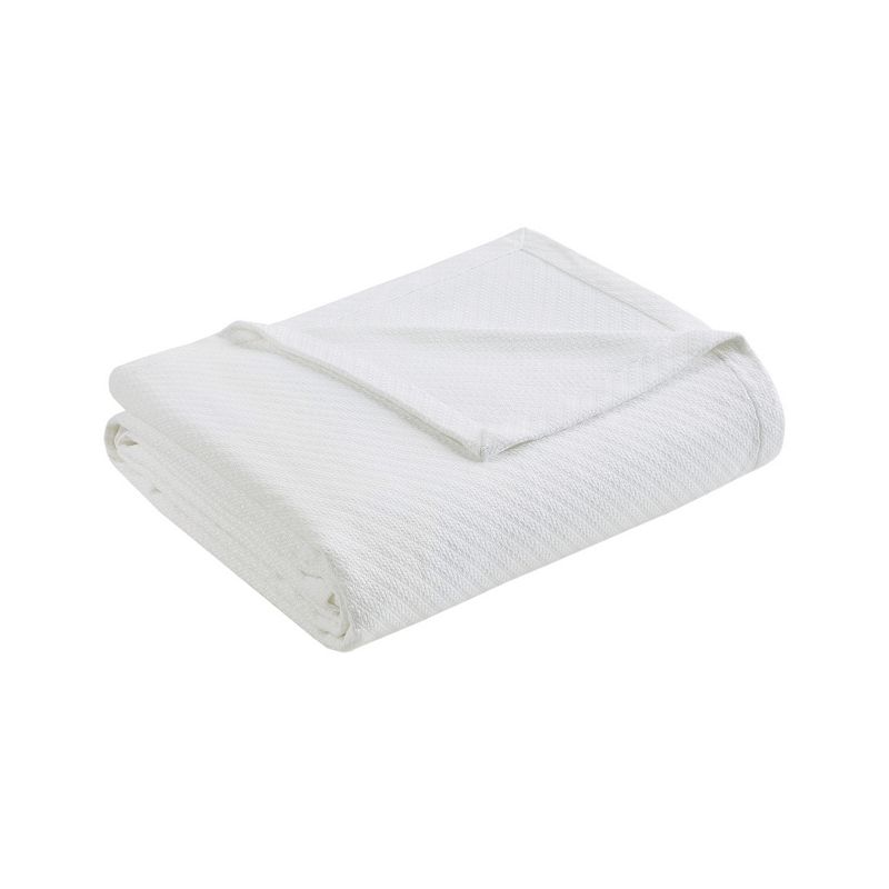 Madison Park Liquid Cotton Blanket, White, Twin