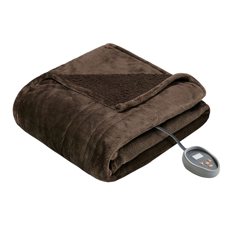 Beautyrest Microlight to Berber Reversible Heated Blanket, Brown, King