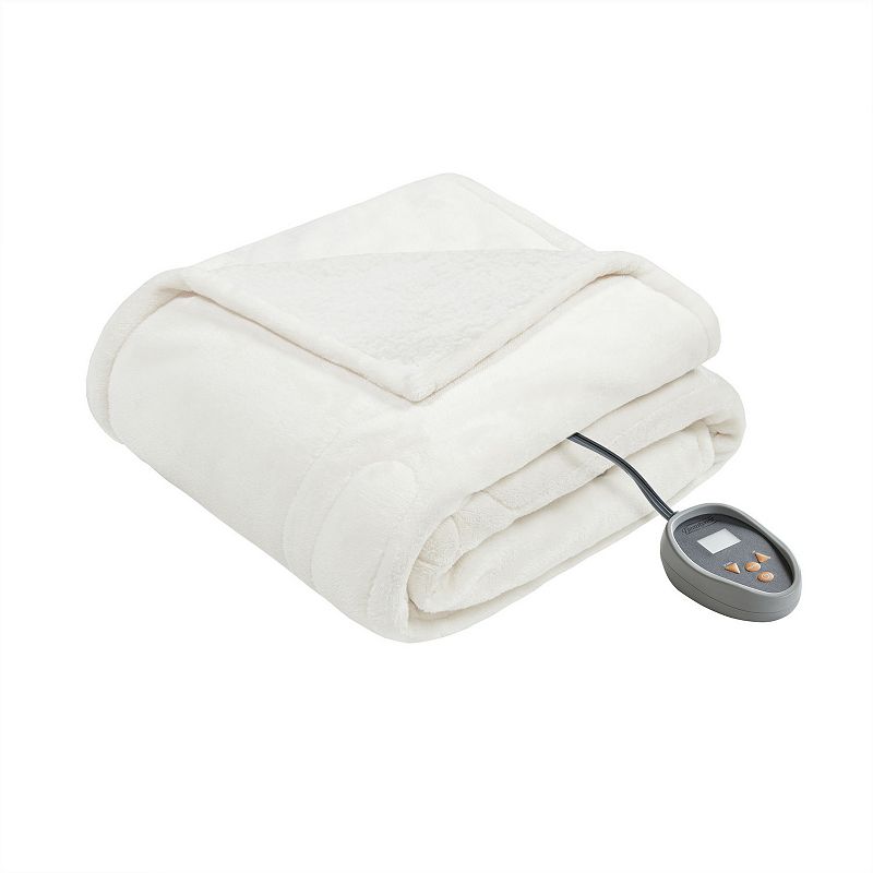 Beautyrest Microlight to Berber Reversible Heated Blanket, Natural, Full