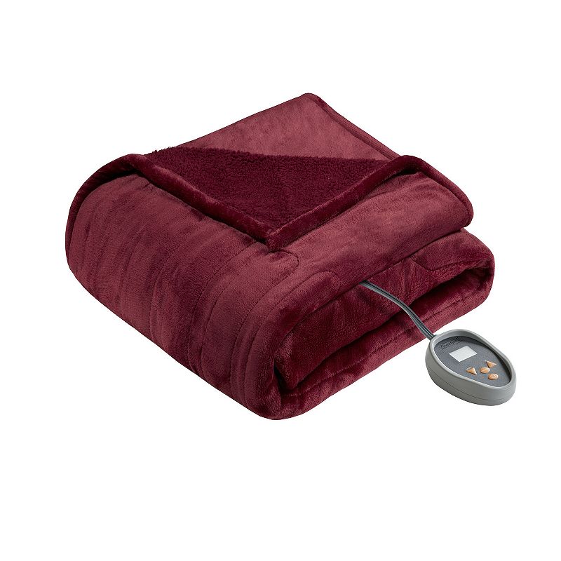 Beautyrest Microlight to Berber Reversible Oversized Heated Electric Blanke