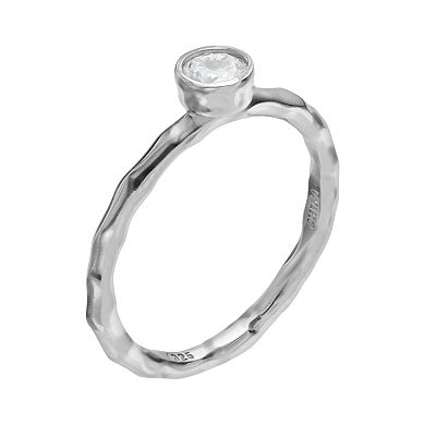 Sophie Miller Cubic Zirconia Sterling Silver Solitaire Ring