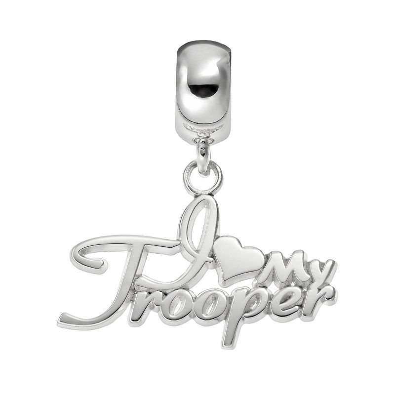 Insignia Collection Sterling Silver I Love My Trooper Charm, Womens, 