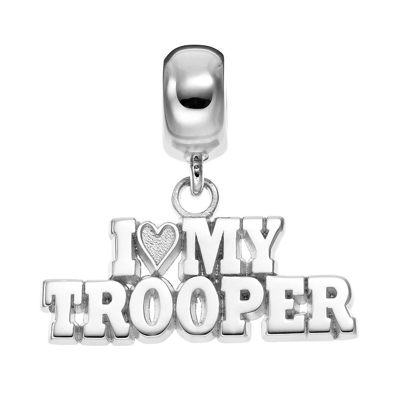 Insignia Collection Sterling Silver I Love My Trooper Charm, Womens, 