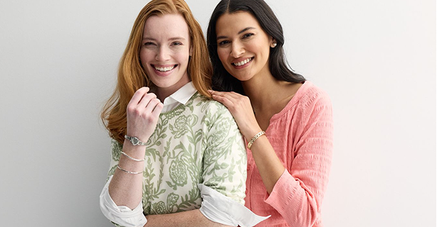 Two models smiling in Croft and Barrow attire