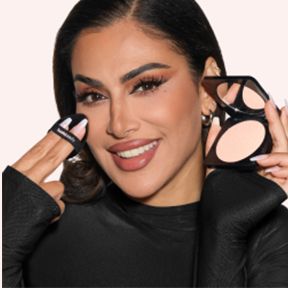 Image of model applying powder.