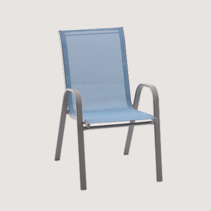 Blue outdoor chair.