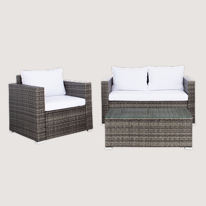 single outdoor chair next to a double-wide version of the same chair.