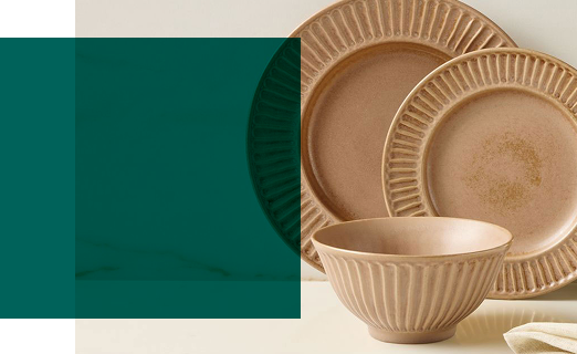 2 brown plates and a brown bowl