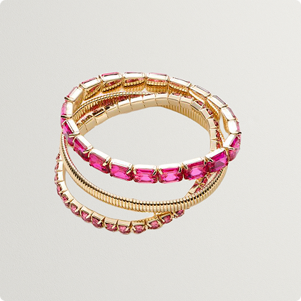 Three bracelets stacked on top of eachother.