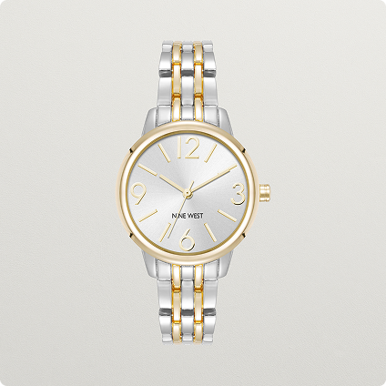 Gold and silver colored watch.