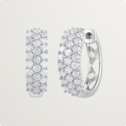 Two earings - one front facing and one at a slight side angle.