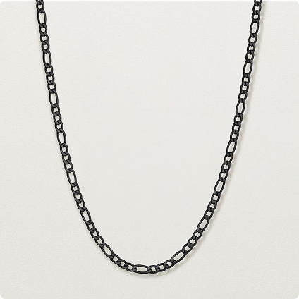 Dark colored necklace.