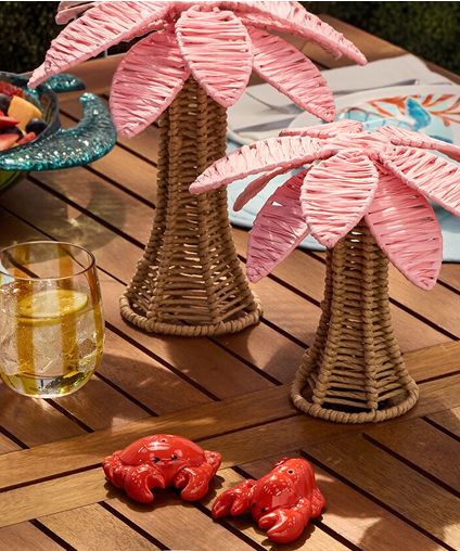 Bunny and Easter themed decorations and serveware arranged in display.