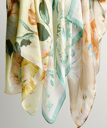 Group of trendy colorful scarves