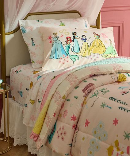 Disney Princess themed bedding.