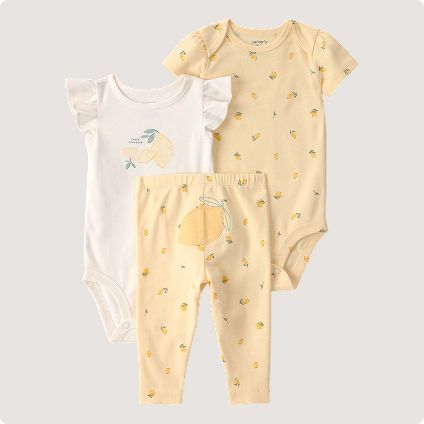 Baby clothing set with lemon print