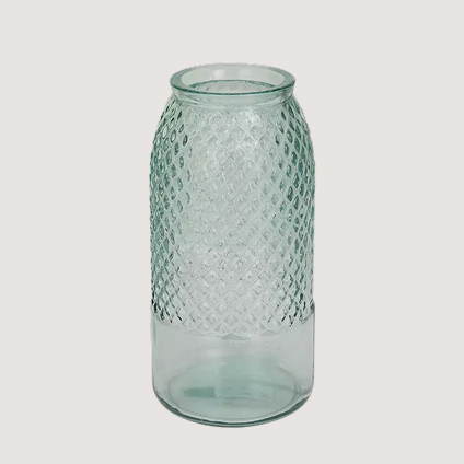Decorative mason jar over a gray background.