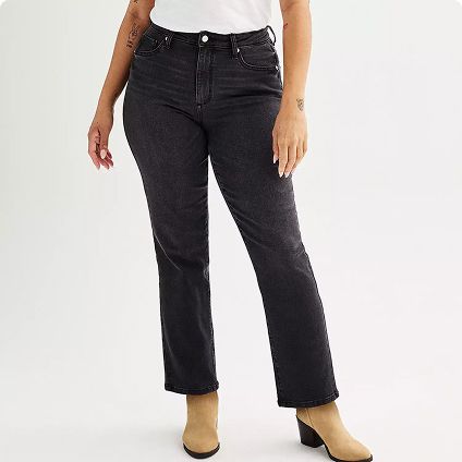 Woman wearing women’s curvy-fit pants