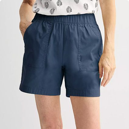 Woman wearing pull-on shorts